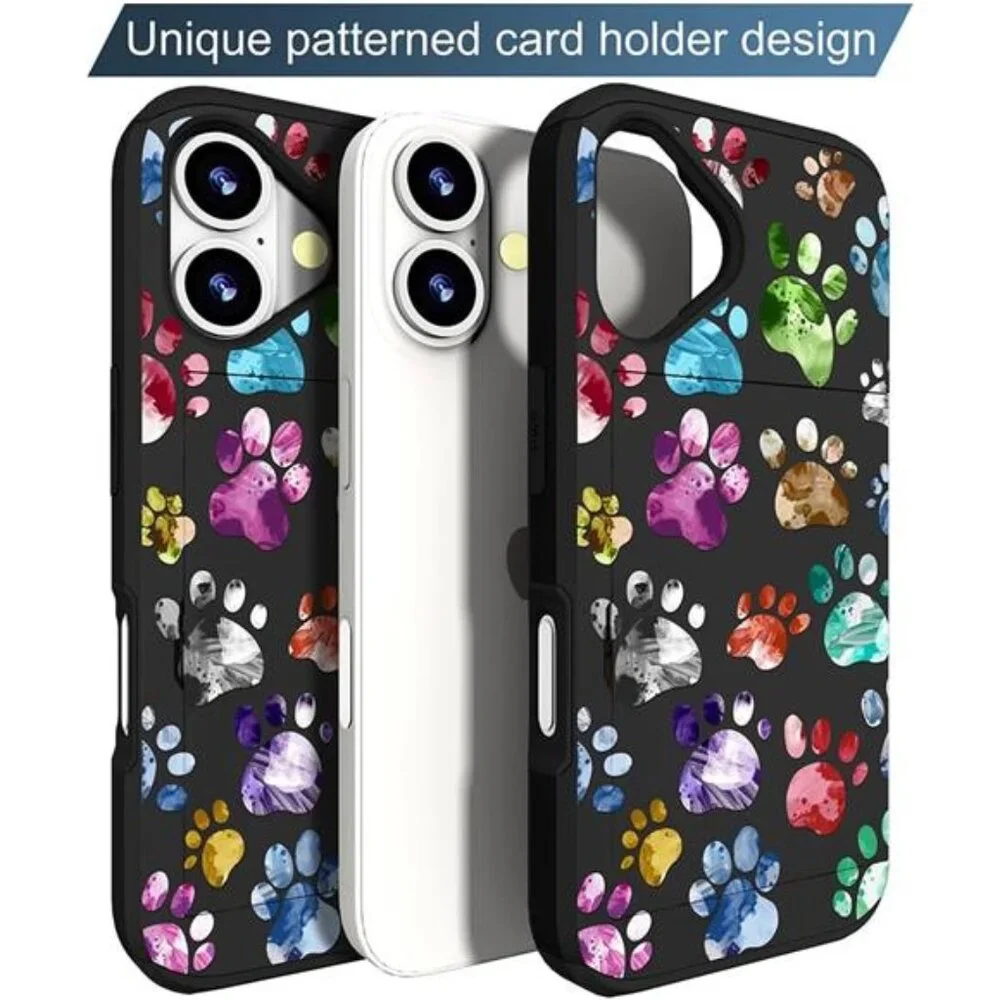 Compatible with iPhone 17 Case with Card Holder Cute Shockproof Drop Protection